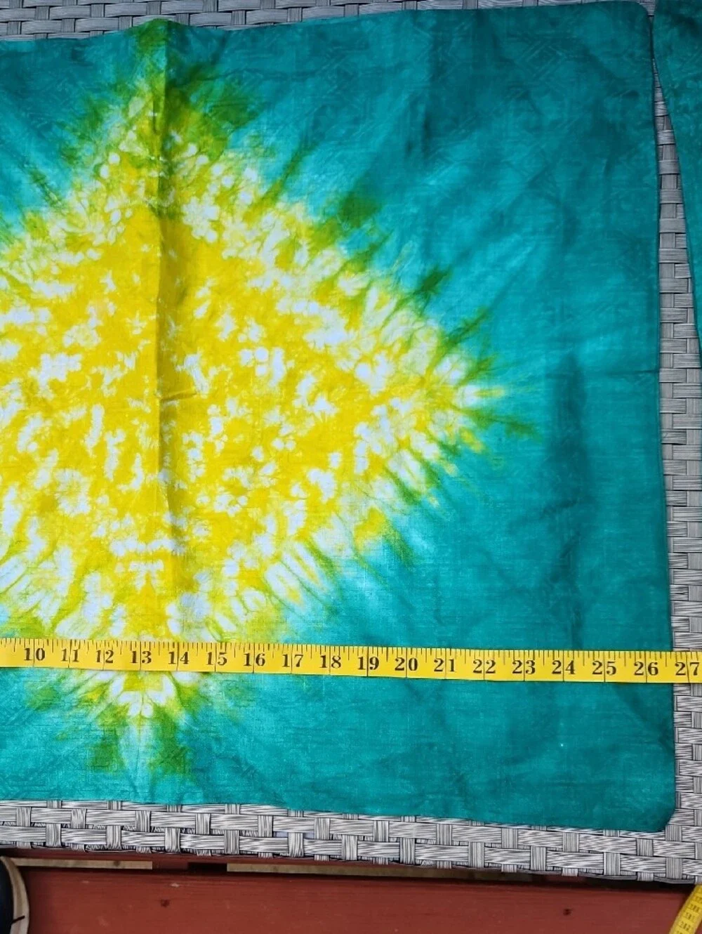 New Handcrafted 4 Pcs Teal and Yellow Tie-Dye Fabric  Pillowcases Craft Material